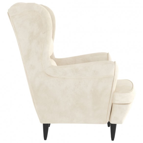 Fauteuil blanc crème velours