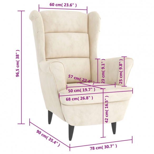 Fauteuil blanc crème velours