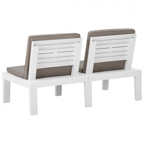 Bancs de salon de jardin avec coussins 2 pcs Plastique Blanc