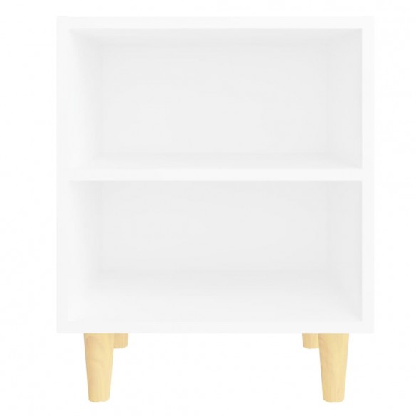 Table de chevet avec pieds en bois massif Blanc 40x30x50 cm