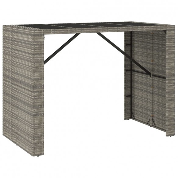 Table de bar et dessus en verre gris 145x80x110 cm poly rotin