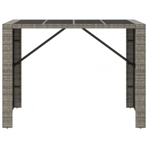 Table de bar et dessus en verre gris 145x80x110 cm poly rotin