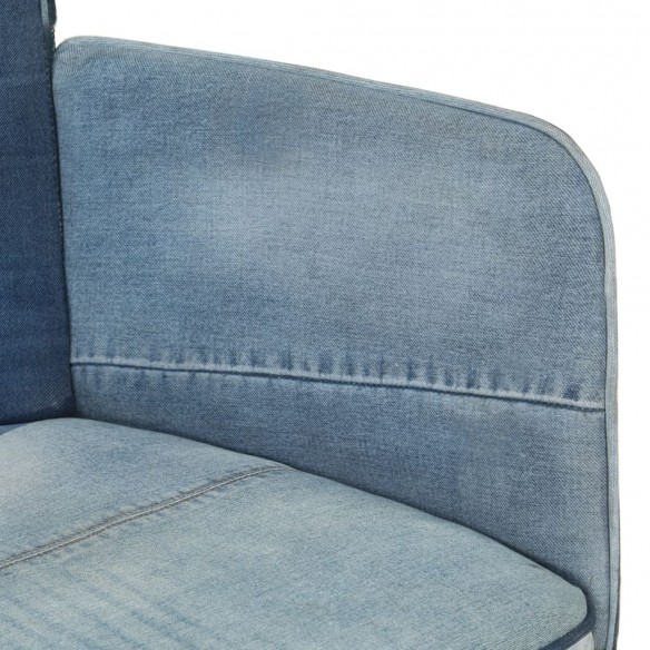 Fauteuil avec repose-pieds Denim Bleu Toile patchwork