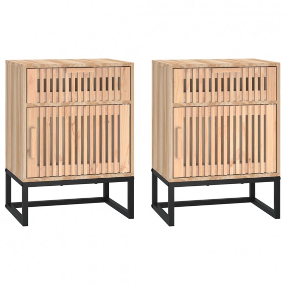 Tables de chevet 2 pcs 40x30x55,5 cm bois ingénierie et fer