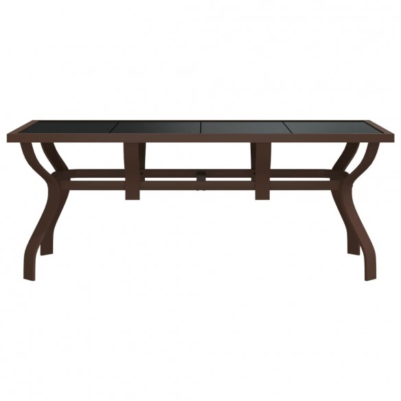 Table de jardin Marron et noir 180x80x70 cm Acier et verre