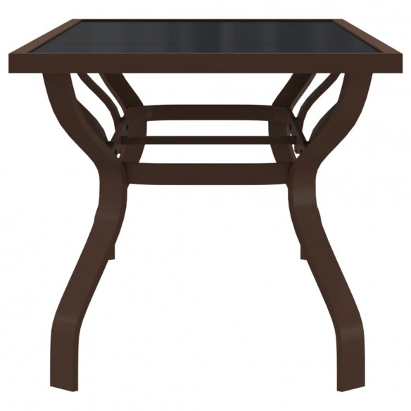 Table de jardin Marron et noir 180x80x70 cm Acier et verre