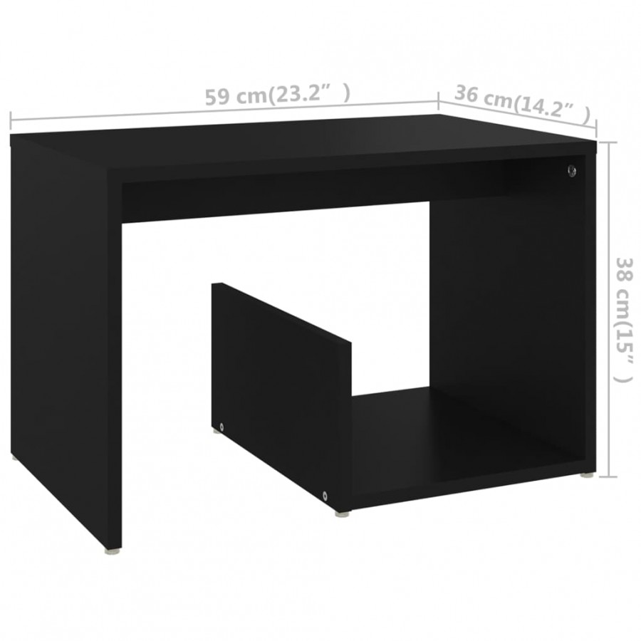 Table d'appoint Noir 59x36x38 cm Aggloméré