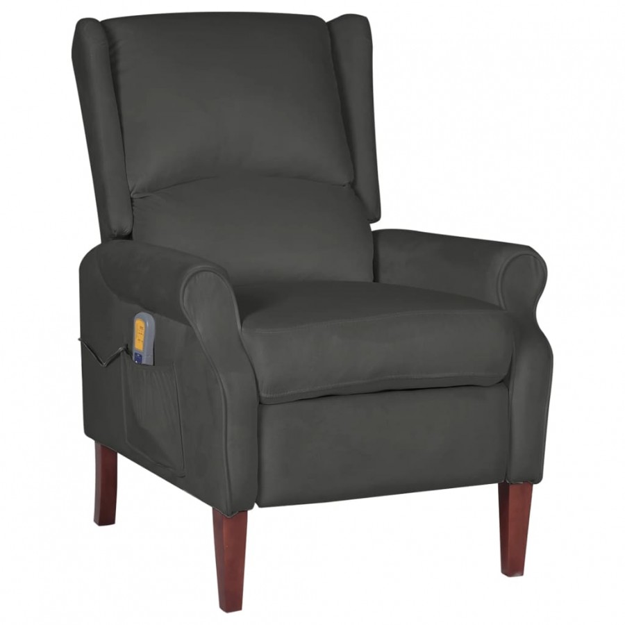 Fauteuil de massage inclinable Gris foncé Velours