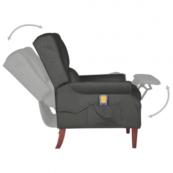 Fauteuil de massage inclinable Gris foncé Velours