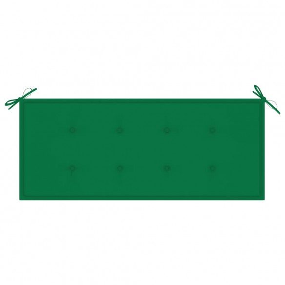 Banc de jardin avec coussin vert 120 cm Bois de teck massif