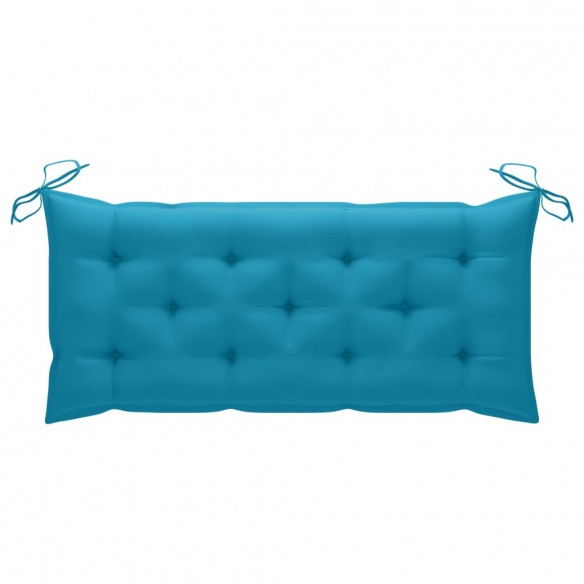 Banc de jardin avec coussin bleu clair 120 cm Bois de teck