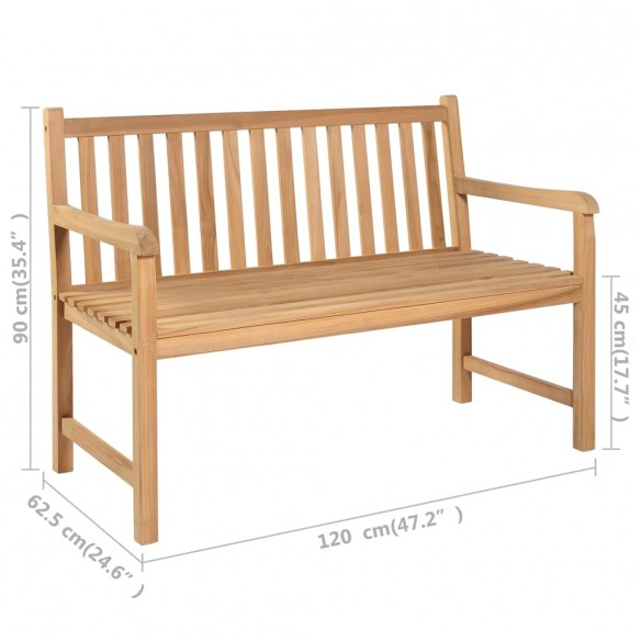 Banc de jardin avec coussin bleu clair 120 cm Bois de teck