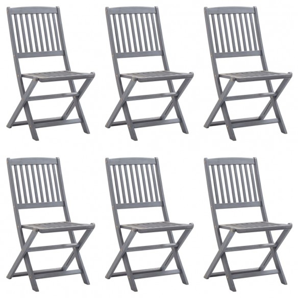 Chaises pliables d'extérieur 6 pcs Bois d'acacia solide