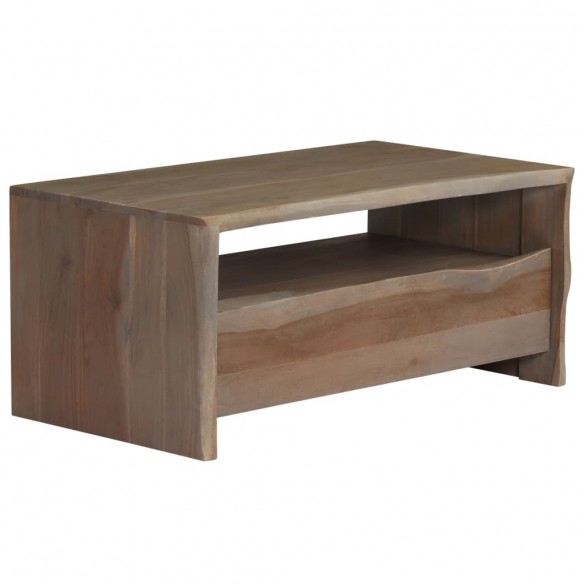 Table basse Acacia massif Bord assorti 90 x 50 x 40 cm Gris