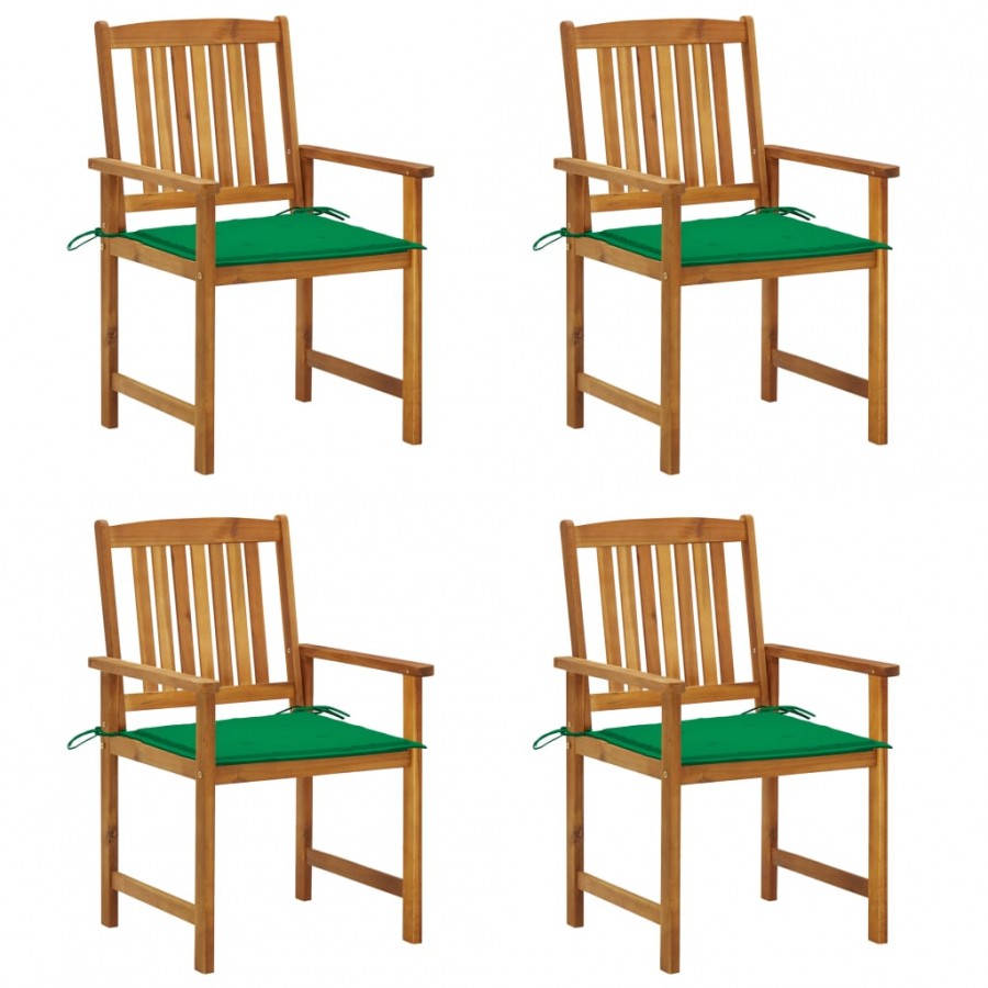 Chaises de jardin avec coussins 4 pcs Bois d'acacia massif