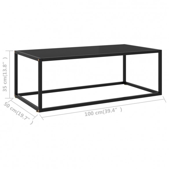 Table basse Noir avec verre noir 100x50x35 cm