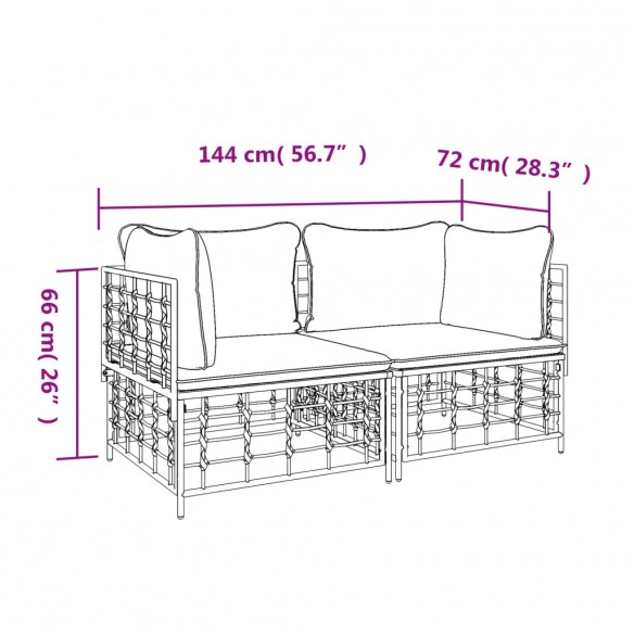 Canapés d'angle sectionnels avec coussins 2 pcs résine tressée