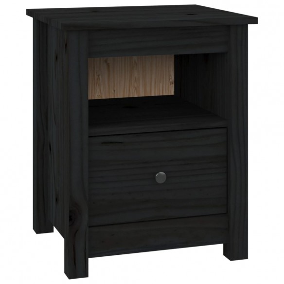 Tables de chevet 2 pcs Noir 40x35x49 cm Bois de pin massif