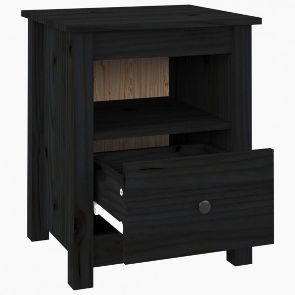 Tables de chevet 2 pcs Noir 40x35x49 cm Bois de pin massif