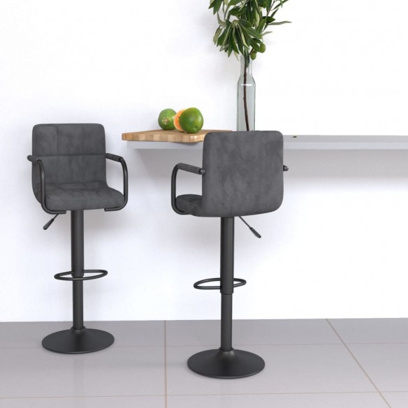 Tabourets de bar lot de 2 gris foncé velours