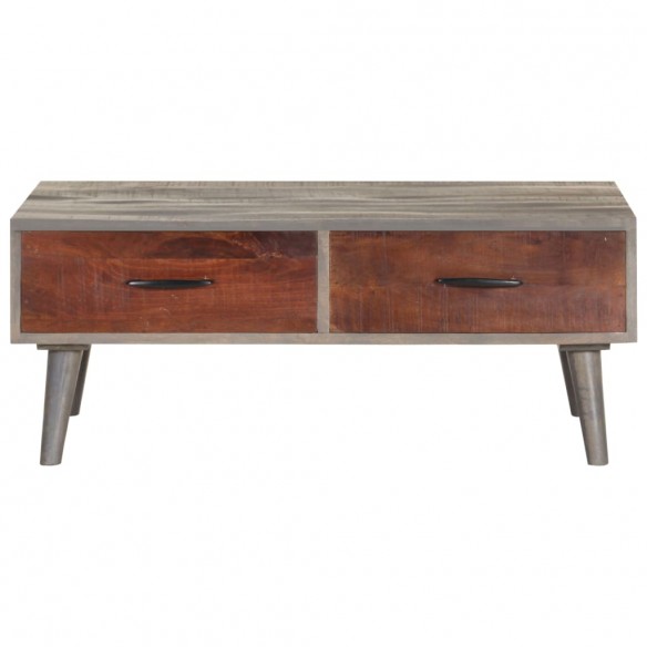 Table basse Gris 100x60x40 cm Bois massif de manguier brut