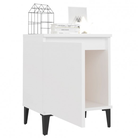 Tables de chevet avec pieds en métal 2 pcs Blanc 40x30x50 cm