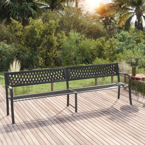 Banc double de jardin 246 cm Noir Acier