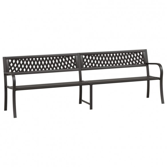 Banc double de jardin 246 cm Noir Acier