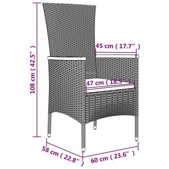 Ensemble à manger de jardin 5 pcs avec coussins Gris