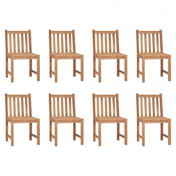 Chaises de jardin 8 pcs avec coussins Bois de teck massif