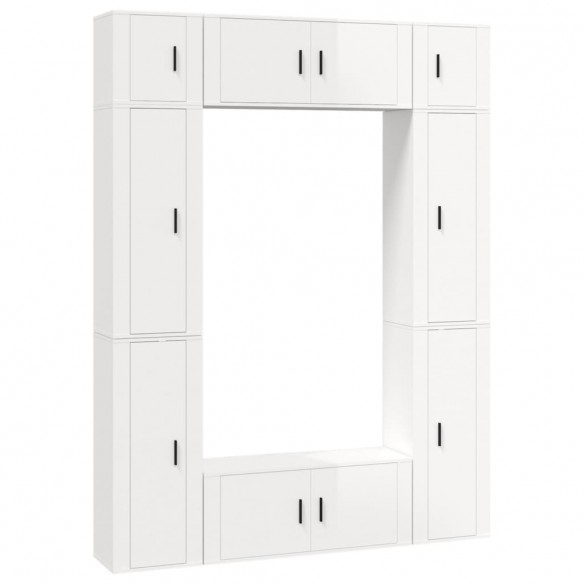 Ensemble de meubles TV 8 pcs Blanc brillant Bois d'ingénierie