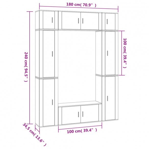 Ensemble de meubles TV 8 pcs Blanc brillant Bois d'ingénierie