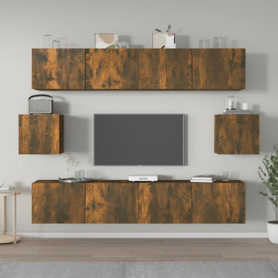 Ensemble de meubles TV 6 pcs Chêne fumé Bois d'ingénierie