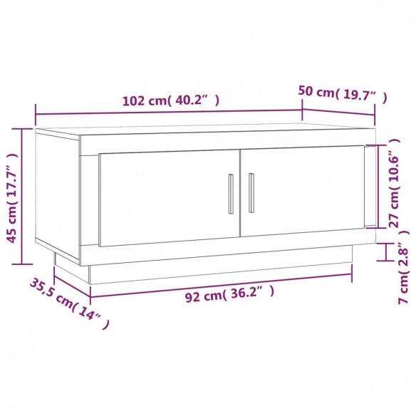 Table basse Sonoma gris 102x50x45 cm Bois d'ingénierie