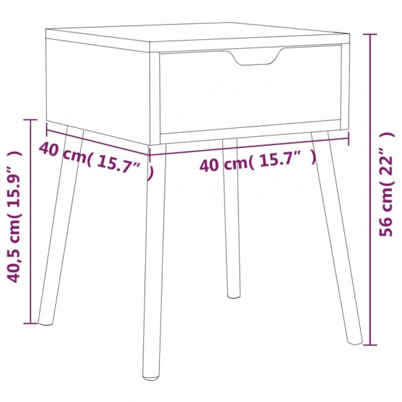 Table de chevet Noir 40x40x56 cm Aggloméré