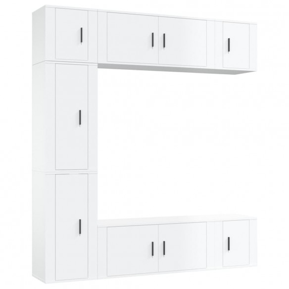 Ensemble de meubles TV 7 pcs Blanc brillant Bois d'ingénierie