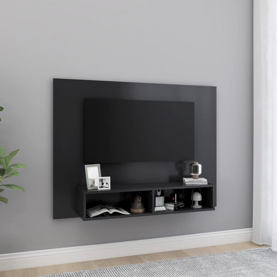 Meuble TV mural Gris 120x23,5x90 cm Aggloméré