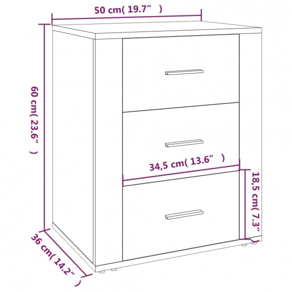 Table de chevet Chêne marron 50x36x60 cm Bois d'ingénierie