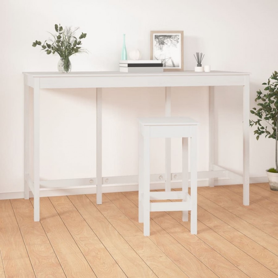 Table de bar Blanc 180x80x110 cm Bois massif de pin Table de bar Blanc 180x80x110 cm Bois massif de pin