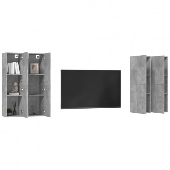 Meubles TV 4 pcs Gris béton 30,5x30x110 cm Aggloméré