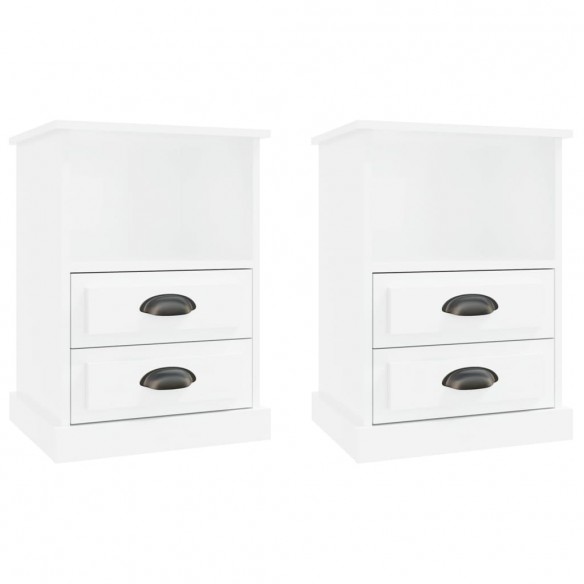 Tables de chevet 2 pcs blanc brillant 43x36x60 cm