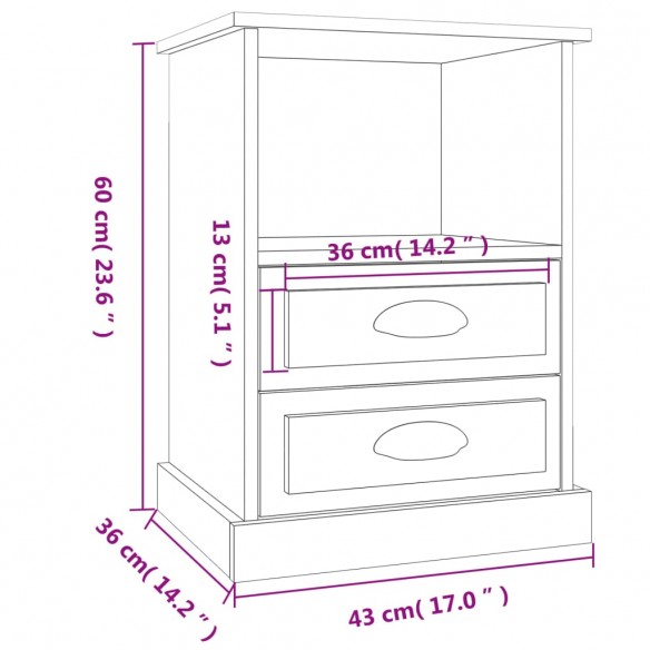 Tables de chevet 2 pcs blanc brillant 43x36x60 cm