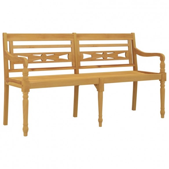 Banc Batavia avec coussin noir 150 cm Bois de teck massif