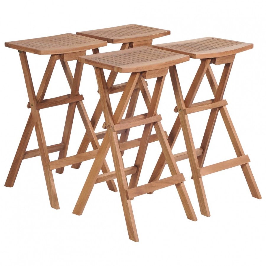 Tabourets de bar pliables 4 pcs Bois de teck massif