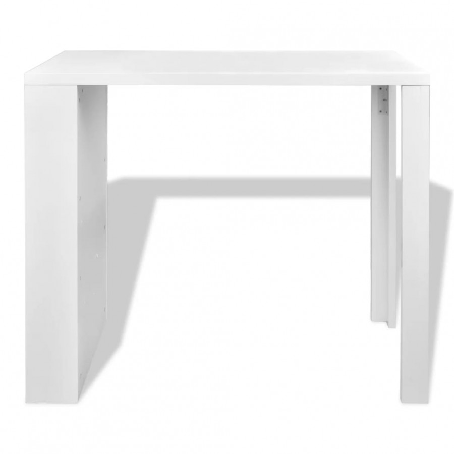 Table de bar MDF avec casier à bouteilles Blanc haut brillance Table de bar MDF avec casier à bouteilles Blanc haut brillance