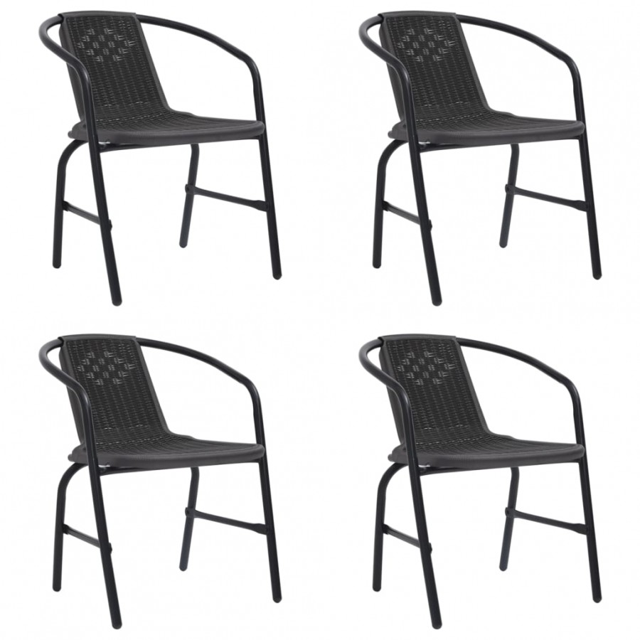 Chaises de jardin 4 pcs Rotin plastique et acier 110 kg