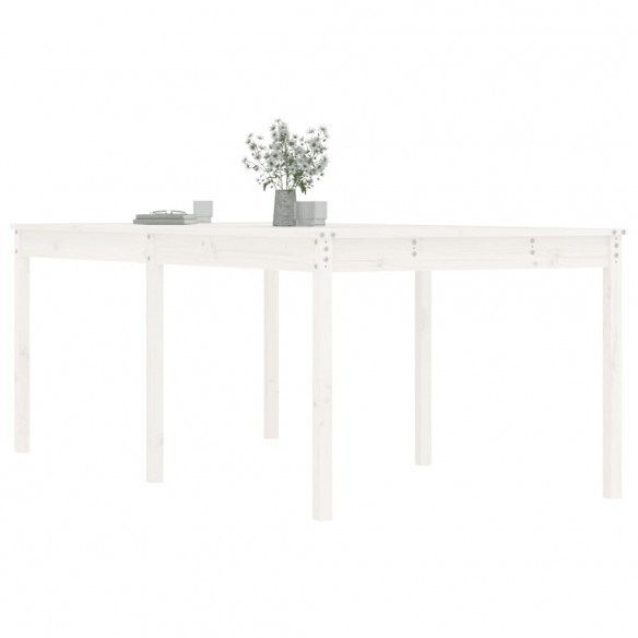 Table de jardin blanc 203,5x100x76 cm bois massif de pin