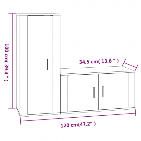 Ensemble de meubles TV 2 pcs Chêne marron Bois d'ingénierie