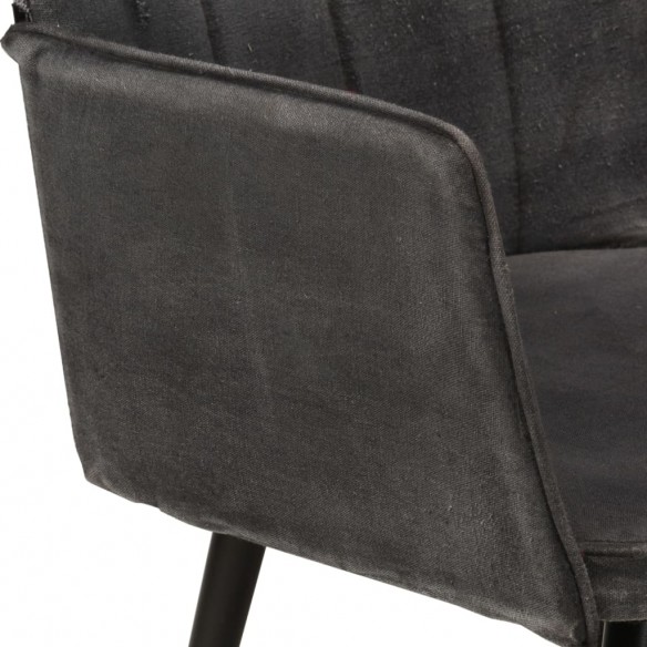 Chaise à oreilles avec repose-pied Noir vintage Toile