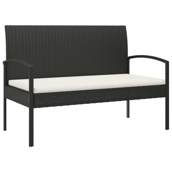 Banc de jardin avec coussin noir 105 cm résine tressée